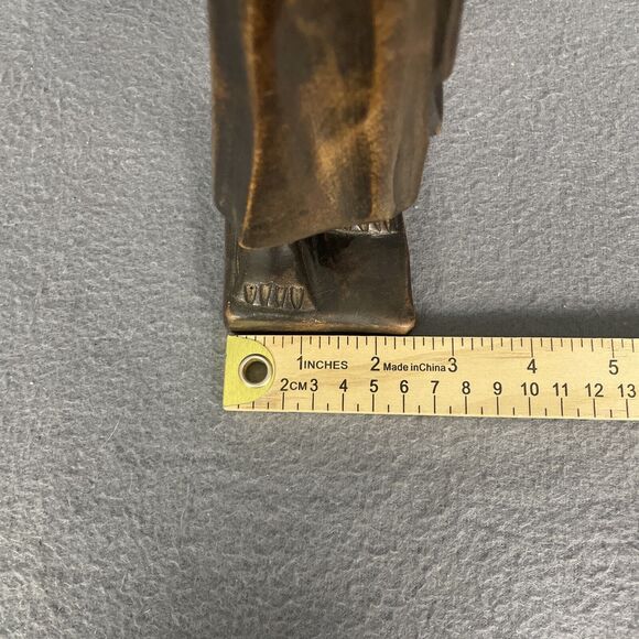 Vintage African Hand Carved Wood Folk Art Tribal Statue Woman Carrying Water - Picture 12 of 14